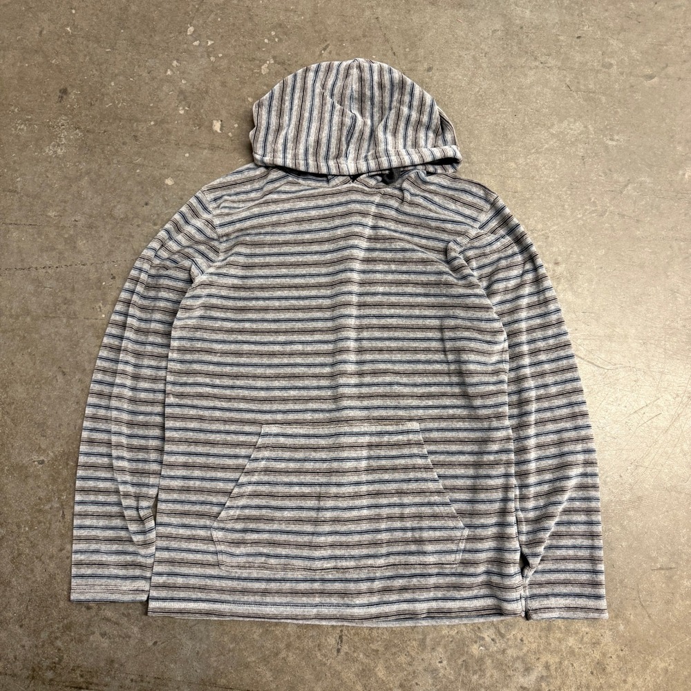 O'Neill Mens Striped Hoodie Grey Blue Brown Pullover Sweatshirt Size M